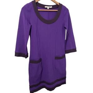 Boden Women Dress Size 4 Grape Purple Purple Ottoman Shift Contrast Trim Pockets